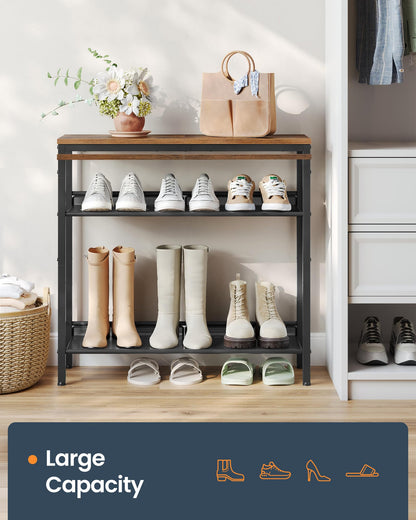 SONGMICS HOME 4 Tier Shoe Storage Organizer, Freestanding Shoe Rack, Dense Mesh, for Living Room