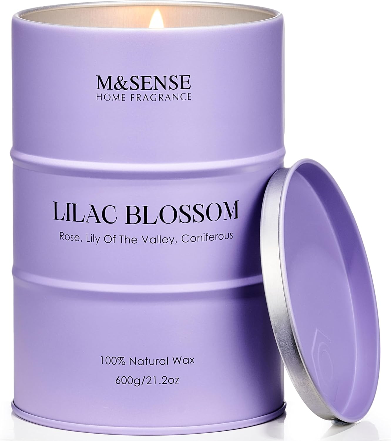 M&SENSE Lilac Blossom Soy Candles for Home Scented, 21.2oz 120 Hour Long Burning Large Aromatherapy