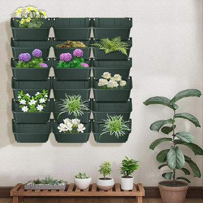 18Pcs Vertical Wall Planter, 13 inch Wall Mounted Garden Planters, Plastic Wall Hanging Planter