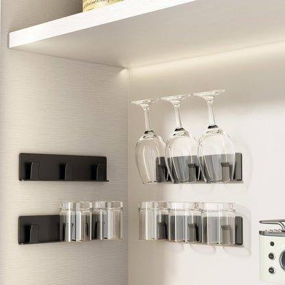 Cup Holder, 4 Pack Wine Glass Holder，No Drilling Installation Wine Glass Holder Wall Mounted for
