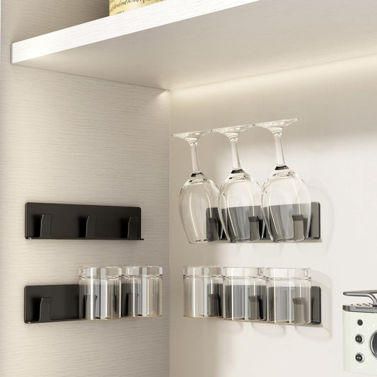 Cup Holder, 4 Pack Wine Glass Holder，No Drilling Installation Wine Glass Holder Wall Mounted for