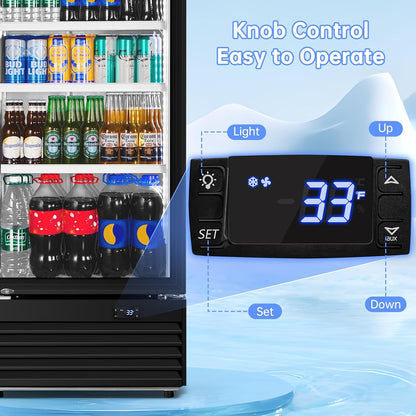 Commercial Beverage Refrigerator, 24.5 Inch 15 Cu. Ft. Drink Fridge, Display Refrigerator with