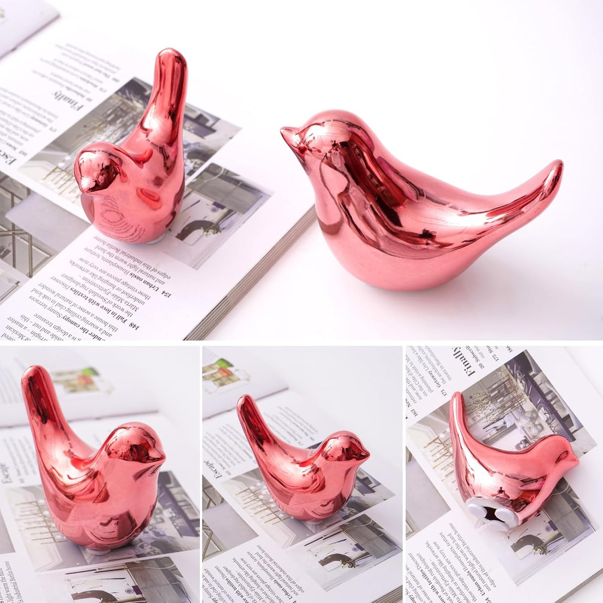Notakia Small Birds Statues Pink Home Decor Modern Style Decorative Ornaments for Living Room