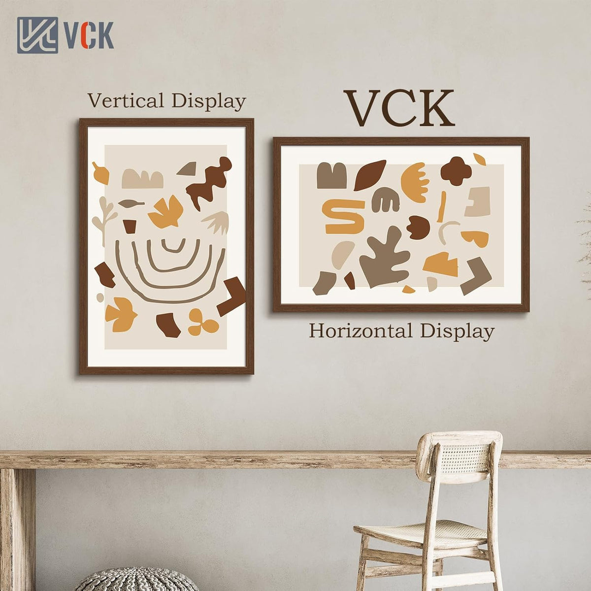 VCK 24x36 Brown Poster Frame 3 Pack, Wood Picture Frame with Exclusive Wood Grain, Wall Mounting