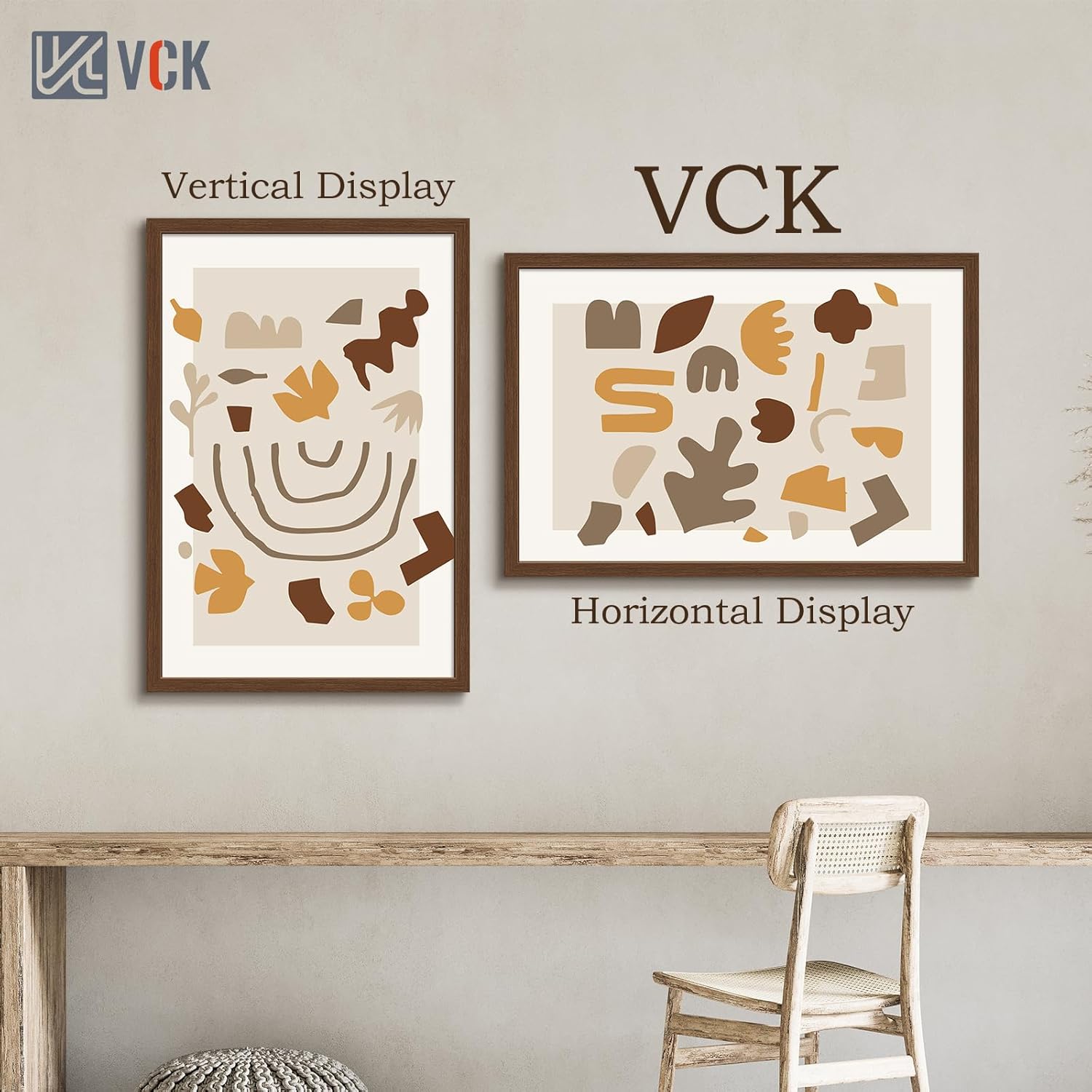 VCK 24x36 Brown Poster Frame 3 Pack, Wood Picture Frame with Exclusive Wood Grain, Wall Mounting