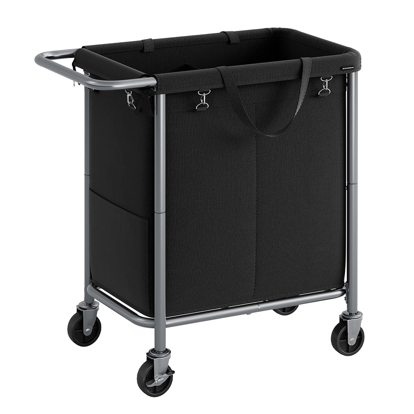 SONGMICS Laundry Basket with Wheels, 2-Section Rolling Laundry Hamper, 37 Gallons (140 L)