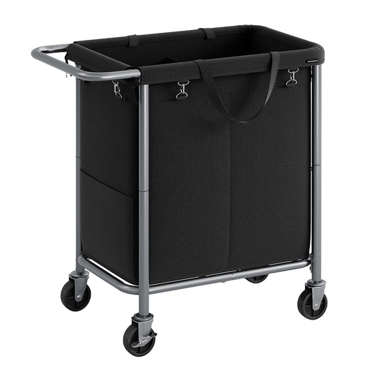 SONGMICS Laundry Basket with Wheels, 2-Section Rolling Laundry Hamper, 37 Gallons (140 L)