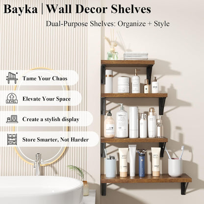 BAYKA Floating Shelves for Wall, Book Shelf for Bedroom, Wall Decor Shelves for Living Room