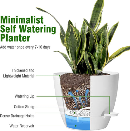 12/10/9 inch Large Self Watering Pots, Plant Pots with Mesh Drainage Holes for Indoor Outdoor
