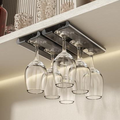 Wine Glass holder, 2Pack Wine Glass Rack, Punch-free Wine Glass Holder Under Cabinet, Stemware Rack
