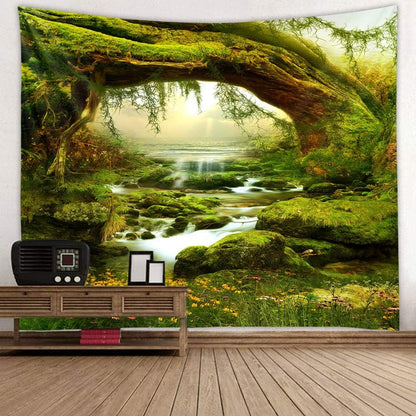 Llamazing Forest Landscape Home Decor - Living Room & Bedroom Magic Tapestry Curtain XGXL