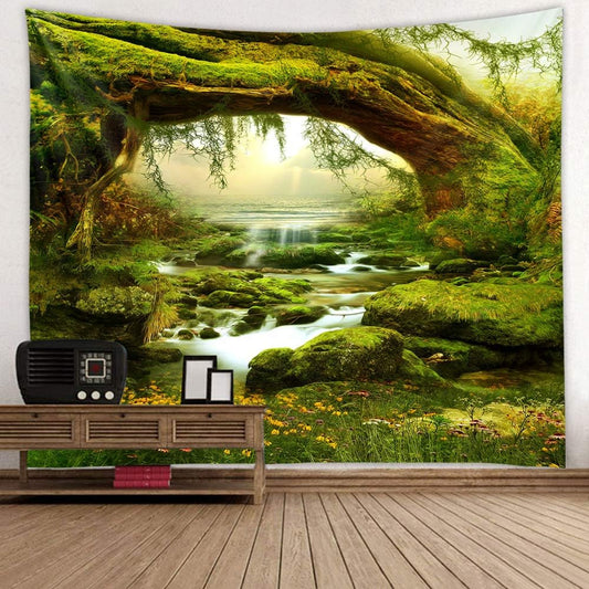 Llamazing Forest Landscape Home Decor - Living Room & Bedroom Magic Tapestry Curtain XGXL