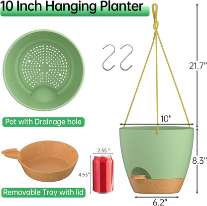 ZMTECH 10 Inch Hanging Planters for Indoor Outdoor Plants, 2 Pack Self Watering Hanging Plant Pots