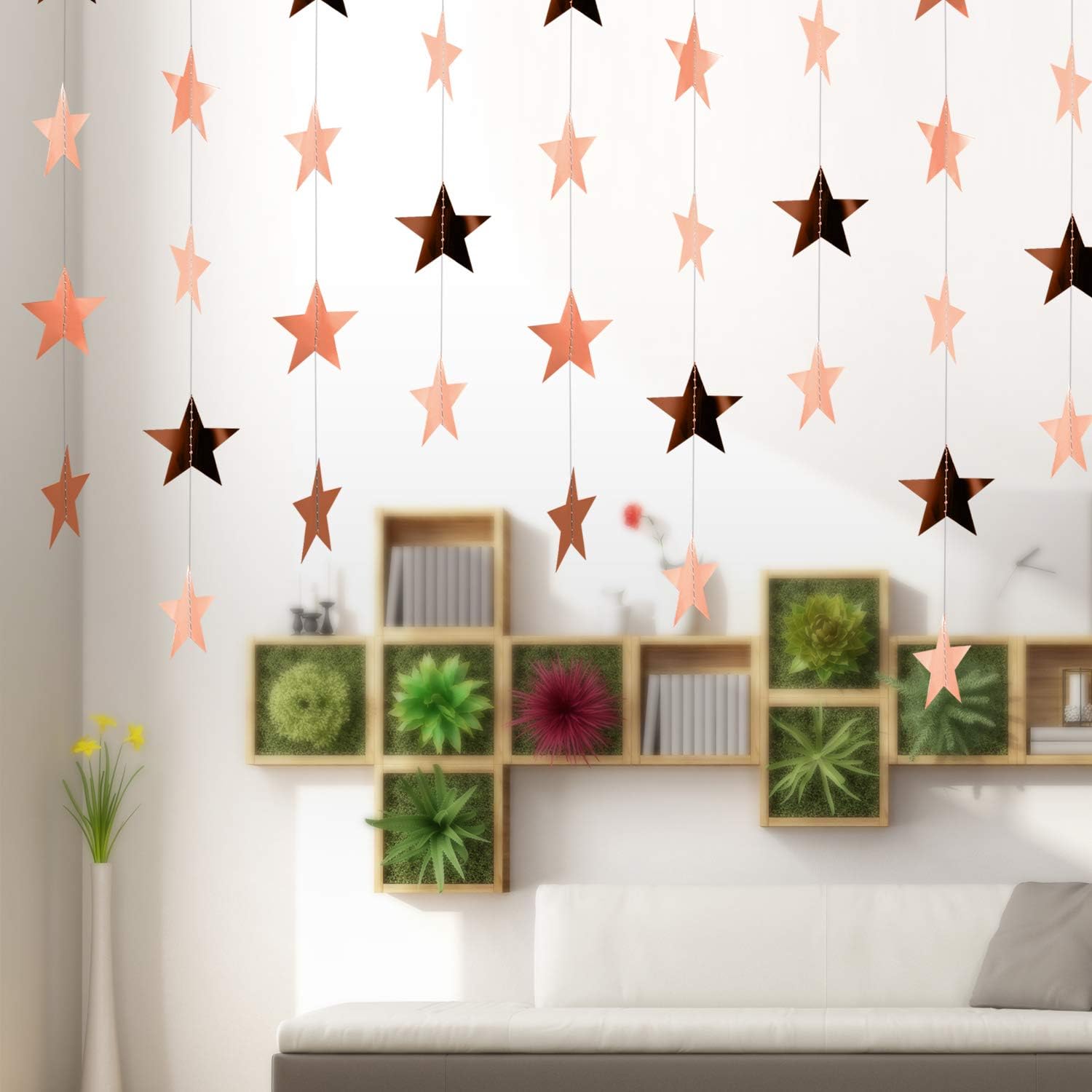 Patelai Glitter Star Garland Banner Decor 130 Feet Star Hanging Bunting Banner Twinkle Backdrop for