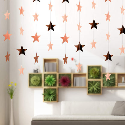 Patelai Glitter Star Garland Banner Decor 130 Feet Star Hanging Bunting Banner Twinkle Backdrop for