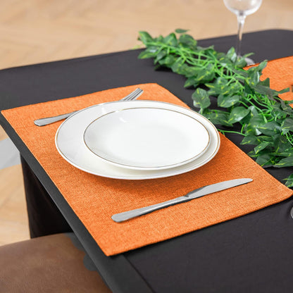 Linen Placemats Set of 8, Machine Washable, Heat Resistant, Wrinkle Free, Thick Polyester Kitchen