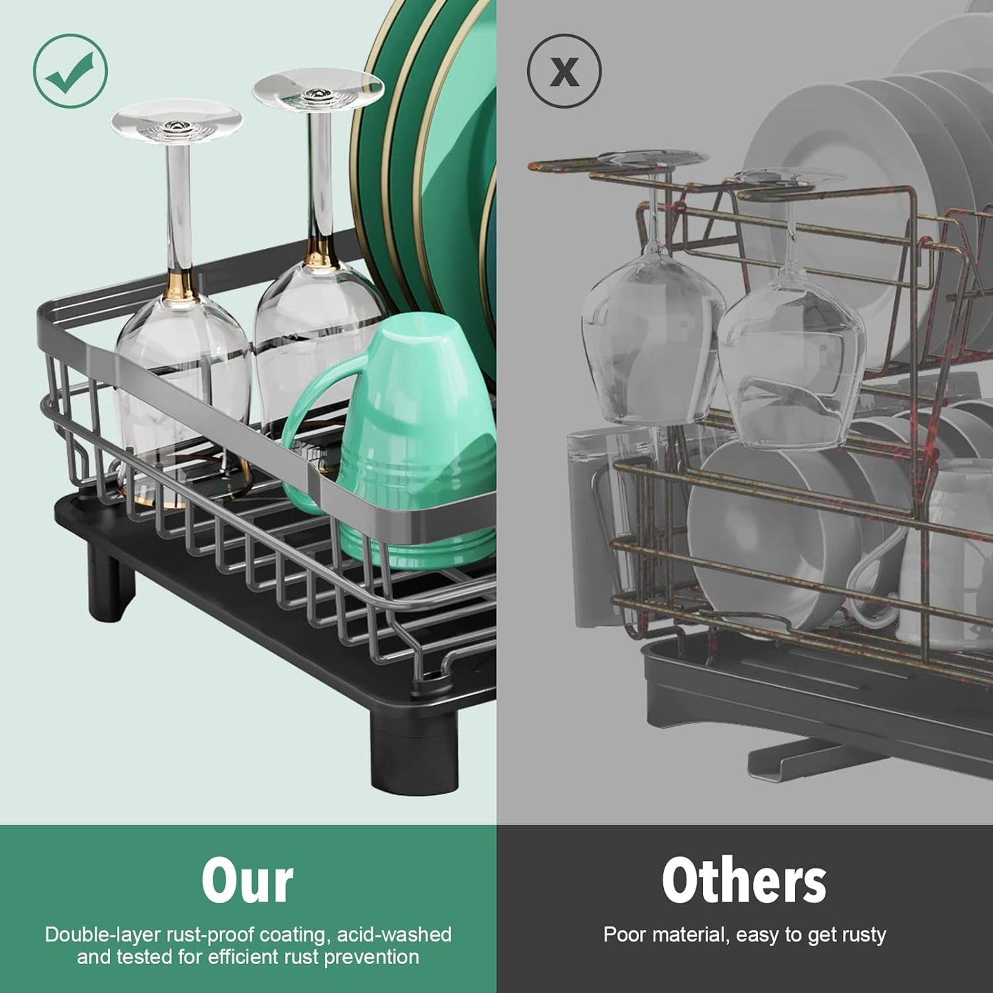 MOUKABAL Dish Drying Rack, Dish Rack, Large Dish Racks for Kitchen Counter, Drying Rack Kitchen