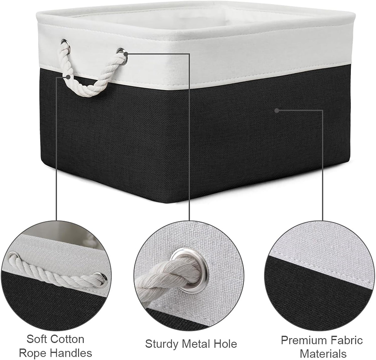 TheWarmHome Storage Bins for Shelves - 1 Pack 15.7x11.8x8.3 inch Canvas Storage Basket for