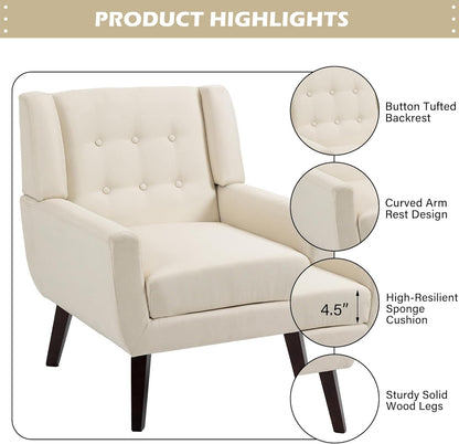 UIXE Accent Chair, Modern Upholstered Armchair in Fabric for Living Room, Comfy Club Arm Chairs