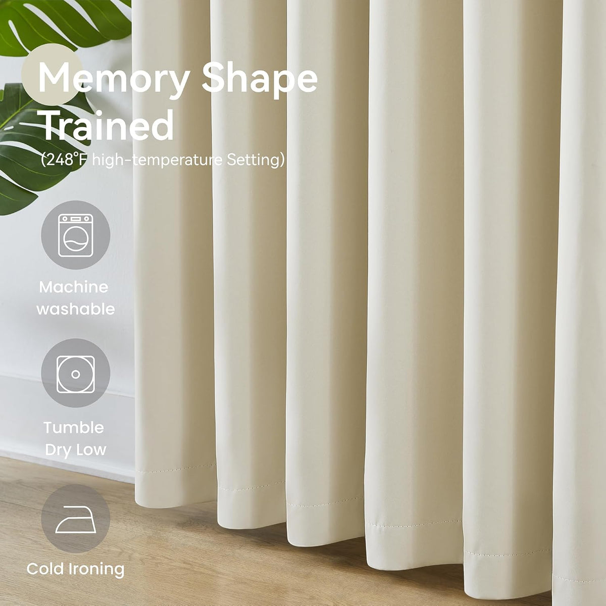 KangBang Pinch Pleated Curtains 102 Inches Long for Living Room, Soft Cream Room Darkening Drapes