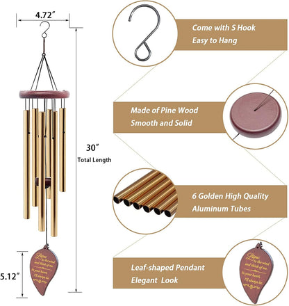 Wind Chimes for Outside, 30" Wooden Sympathy Wind Chimes Memorial Wind Chime for Loss of Loved One