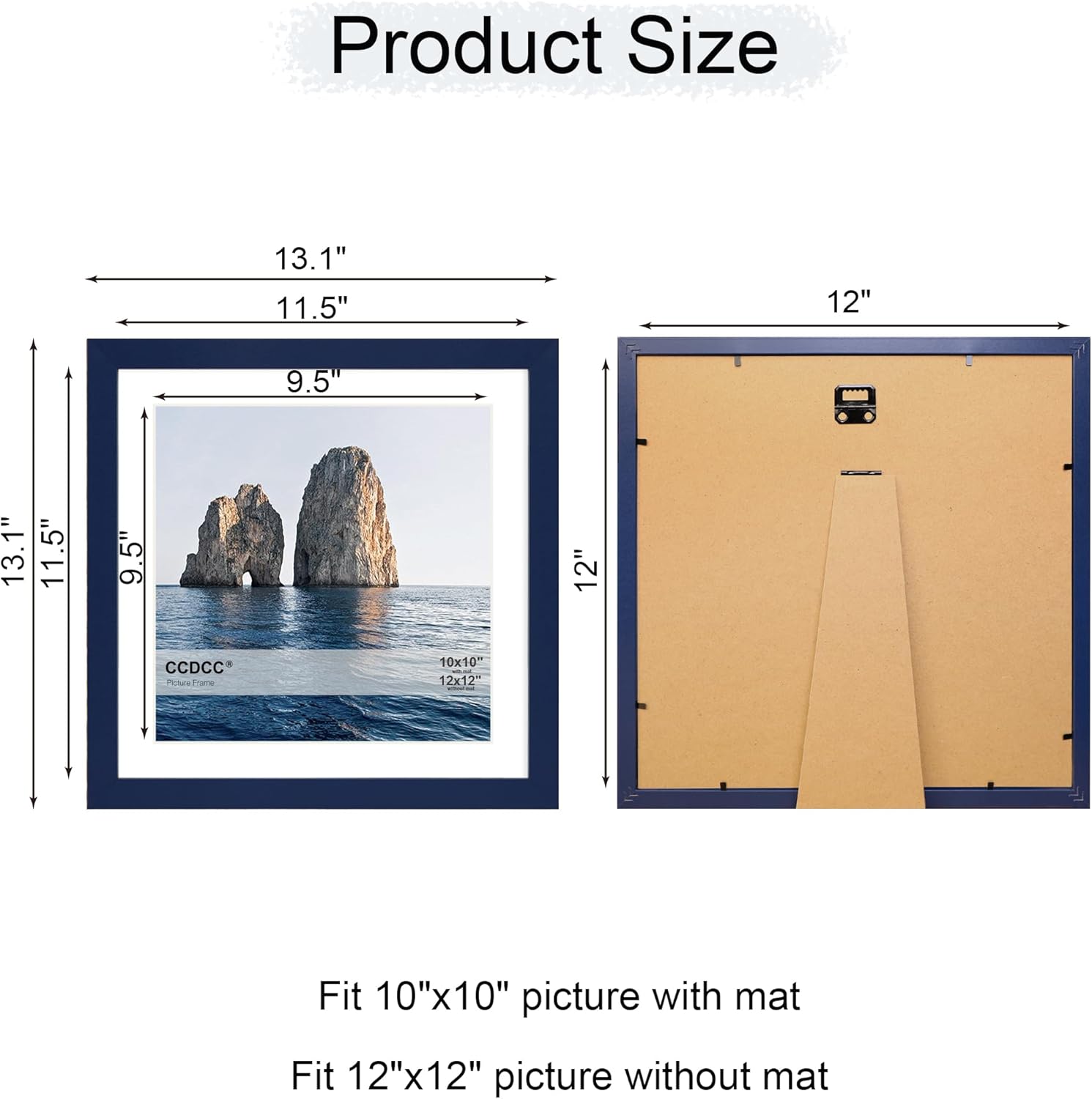12x12 Picture Frame Set of 4, 12 x 12 Wood Photo Frames with Mat for 10x10 or 30x30cm Diamond
