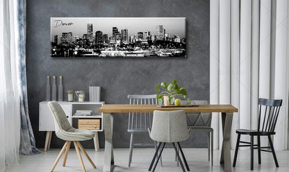 Black and White Wall Art Denver Skyline Cityscape Skyscrapers Canvas Print Painting Landscape USA