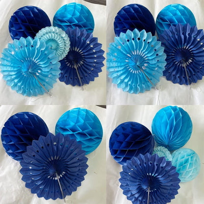 12pcs 6’’ 8’’ Honeycomb Balls Tissue Paper Fans Party Honeycomb Ball Fans Wall Decorations Tissue
