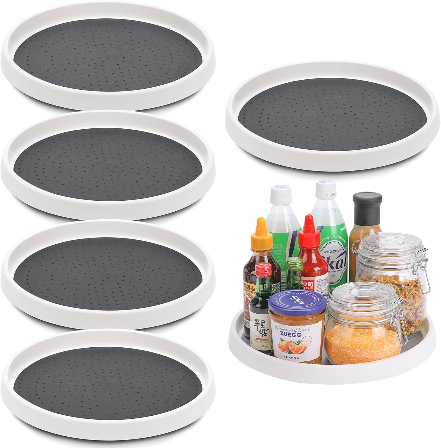 Set of 6, 12 Inch Non-Skid Lazy Susan Turntable, Lazy Susan Organizer for Cabinet, Pantry