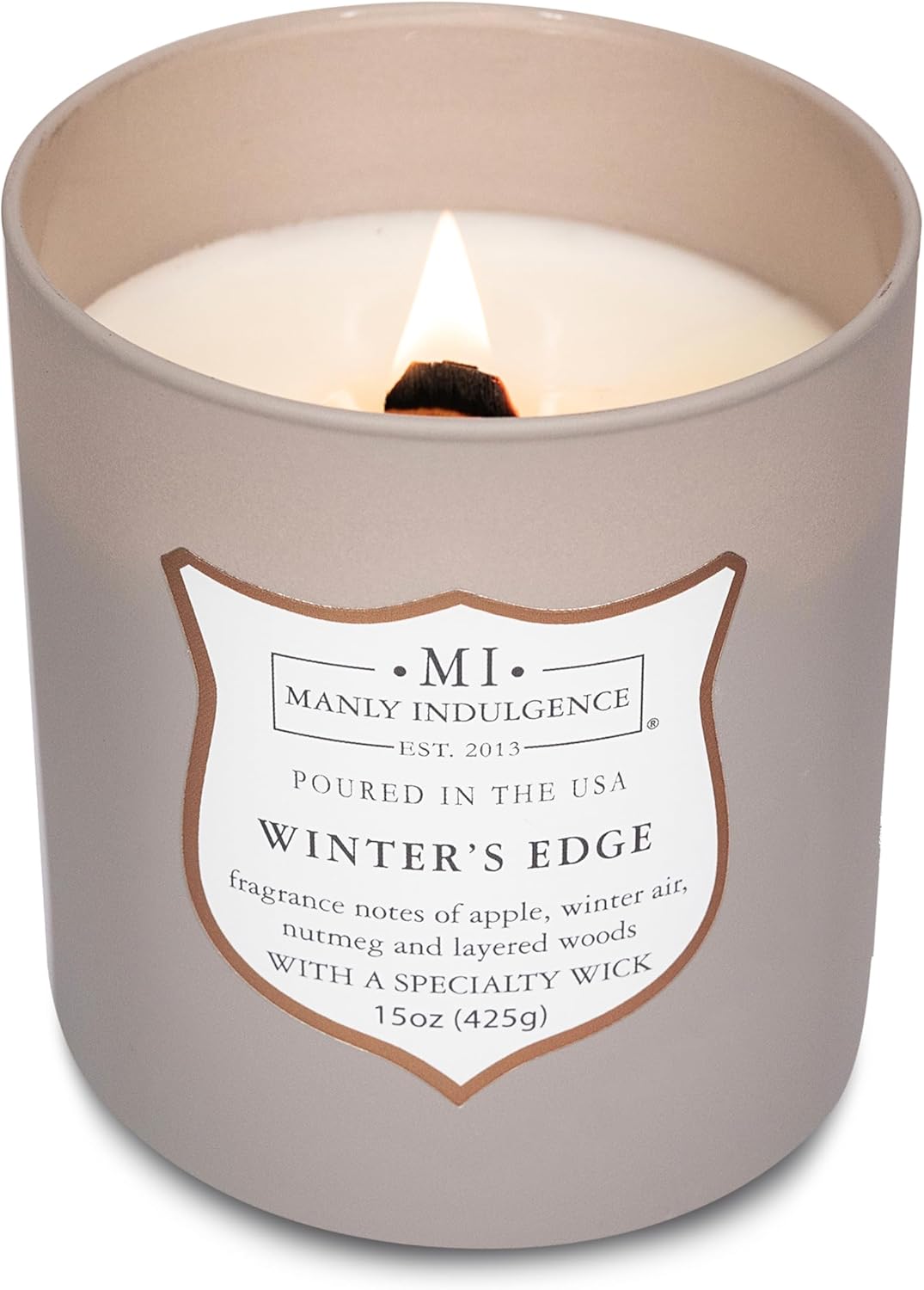 Manly Indulgence Winters Edge Scented Candles for Men, 15 oz Wooden Wick, Premium Soy Blend Wax