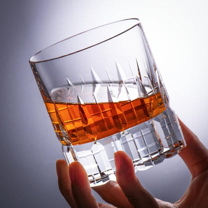 KAMMAK Crystal Whiskey Glasses Set of 2, Luxury 7.78oz Old Fashioned Glasses Stemless, Hand Blown