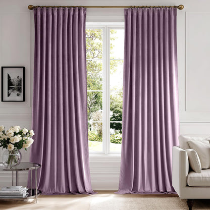 MIULEE Lavender Velvet Curtains 84 inches 2 Panels - Luxury Room Darkening Window Drapes for