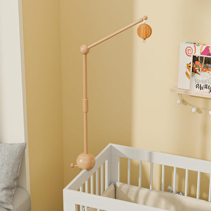 Crib Mobile Arm with Music Box,32.5 Inch Crib Mobile Stand,Wooden Mobile Arm for Crib (2