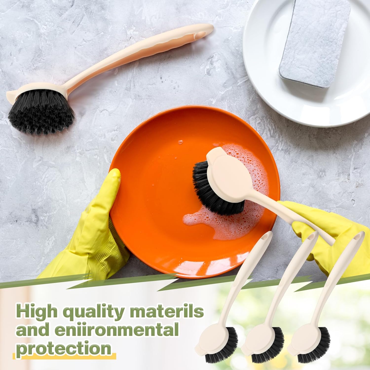 16 Pack Dish Brush with Handle Dish Scrubber Brush with Built-in Scraper Kitchen Scrub with Stiff