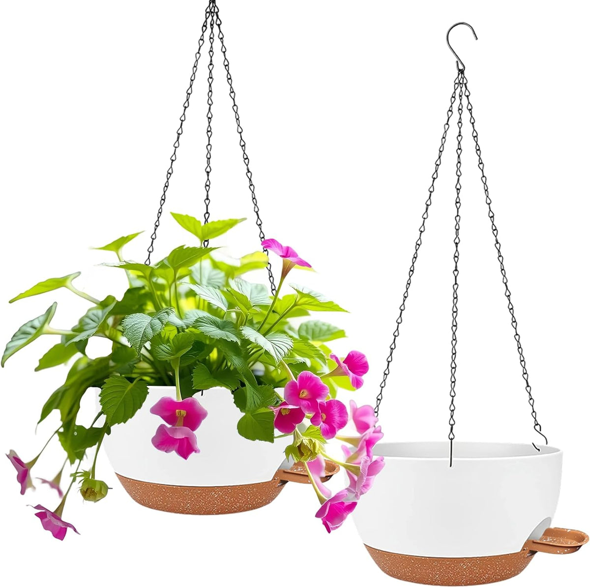 2 Pack Hanging Planters for Indoor Outdoor Plants, 12 Inch Self Watering Hanging Pot with Drainage
