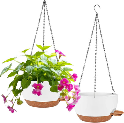 2 Pack Hanging Planters for Indoor Outdoor Plants, 12 Inch Self Watering Hanging Pot with Drainage
