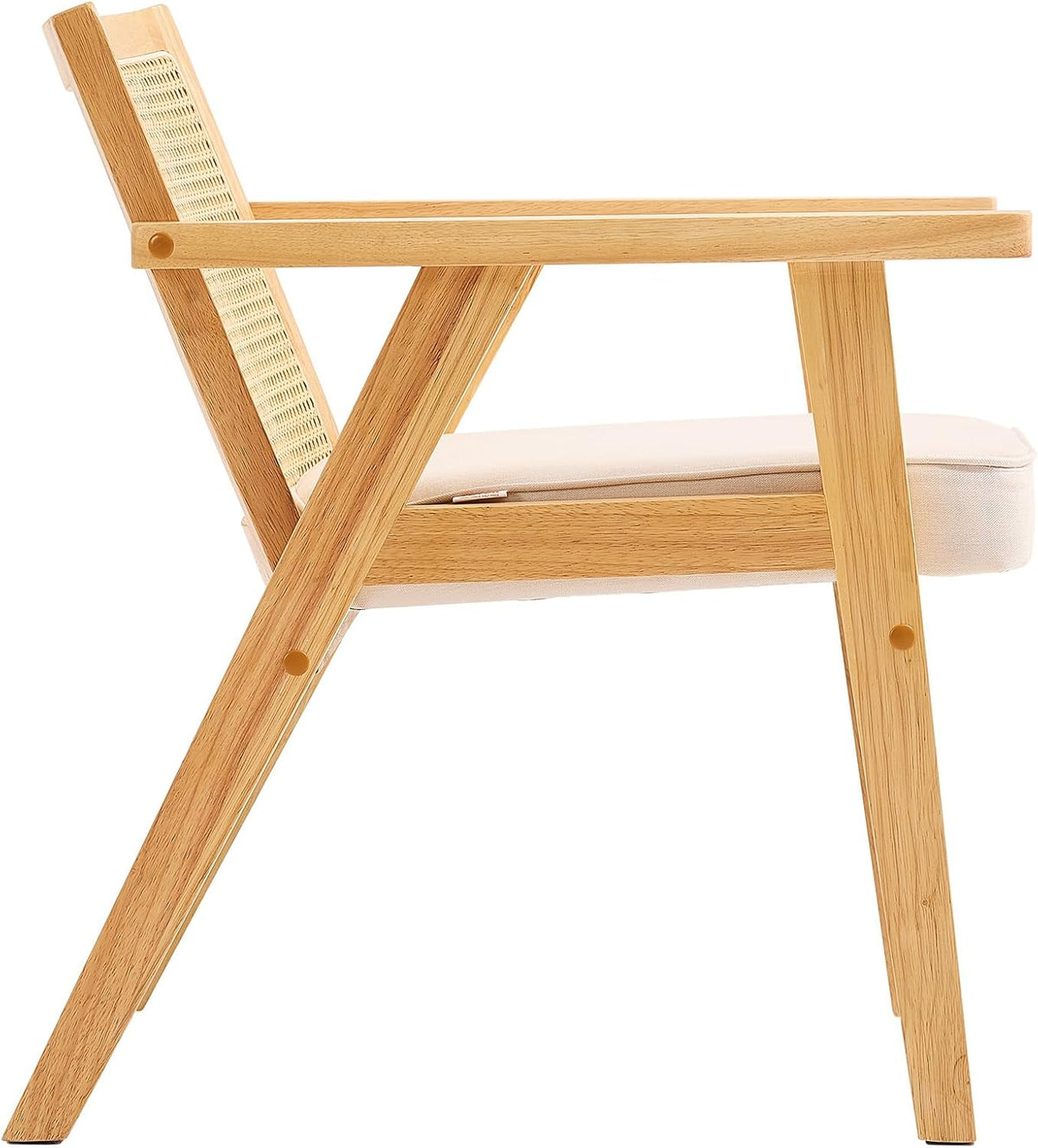 VEVOR Mid Century Modern Rattan Chair, Upholstered Velvet Accent Chair with Rattan Back, Retro