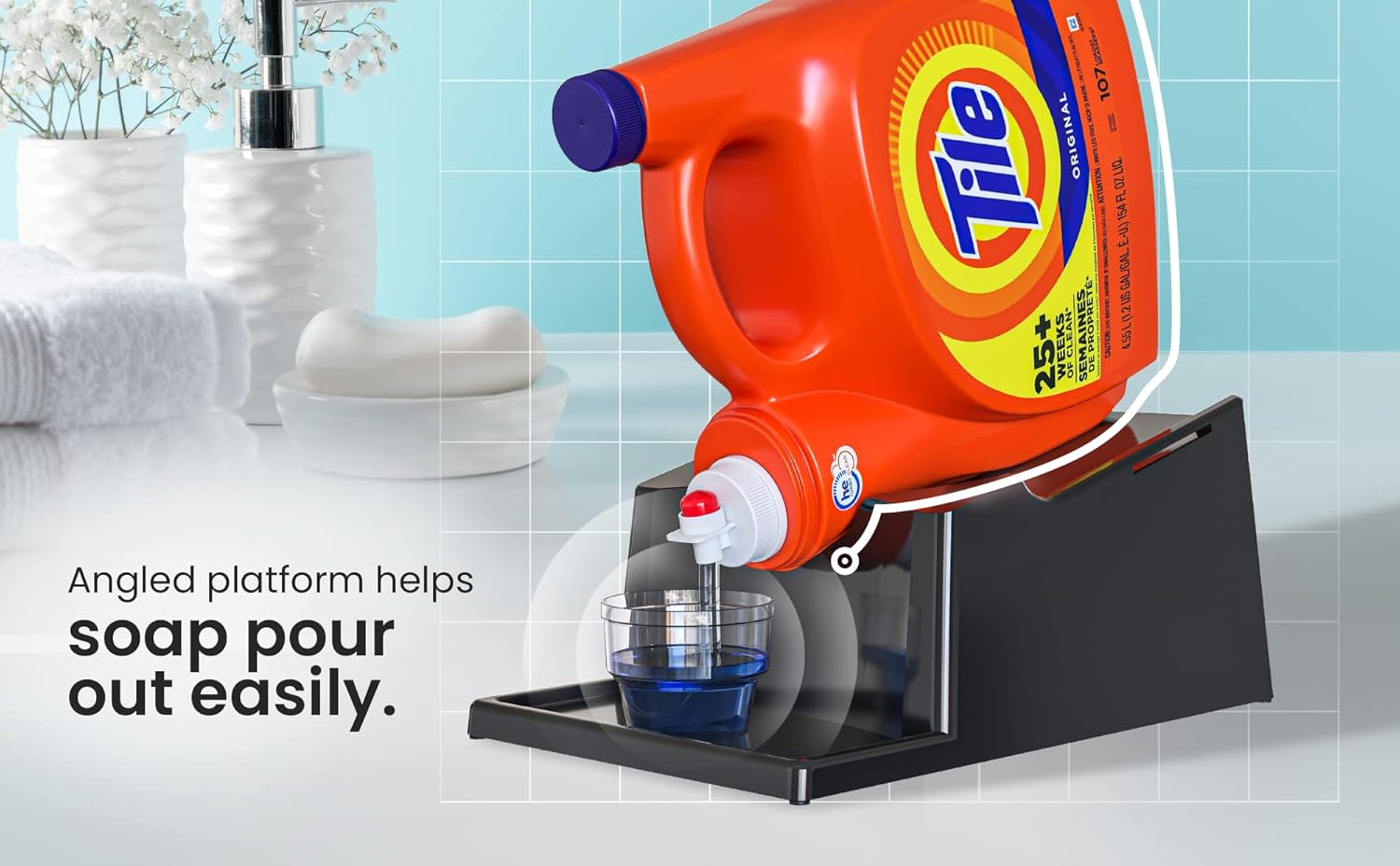 TidyFriend Liquid Laundry Detergent Holder Stand with Drip Tray & Rubber-Grip Feet, Stand for