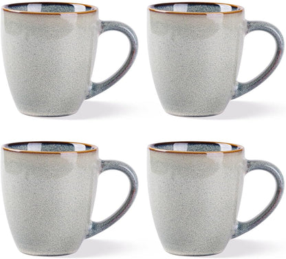 GBHOME Ceramic Coffee Mugs Set of 4, 12oz Stoneware Coffee Mugs Set For Dad Mom Women MEN, Light