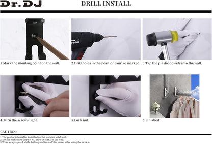 Dr.DJ Wall Hanger for Clothes, Coat Hanger Wall Mounted Silver Retractable Clothes Drying Organizer