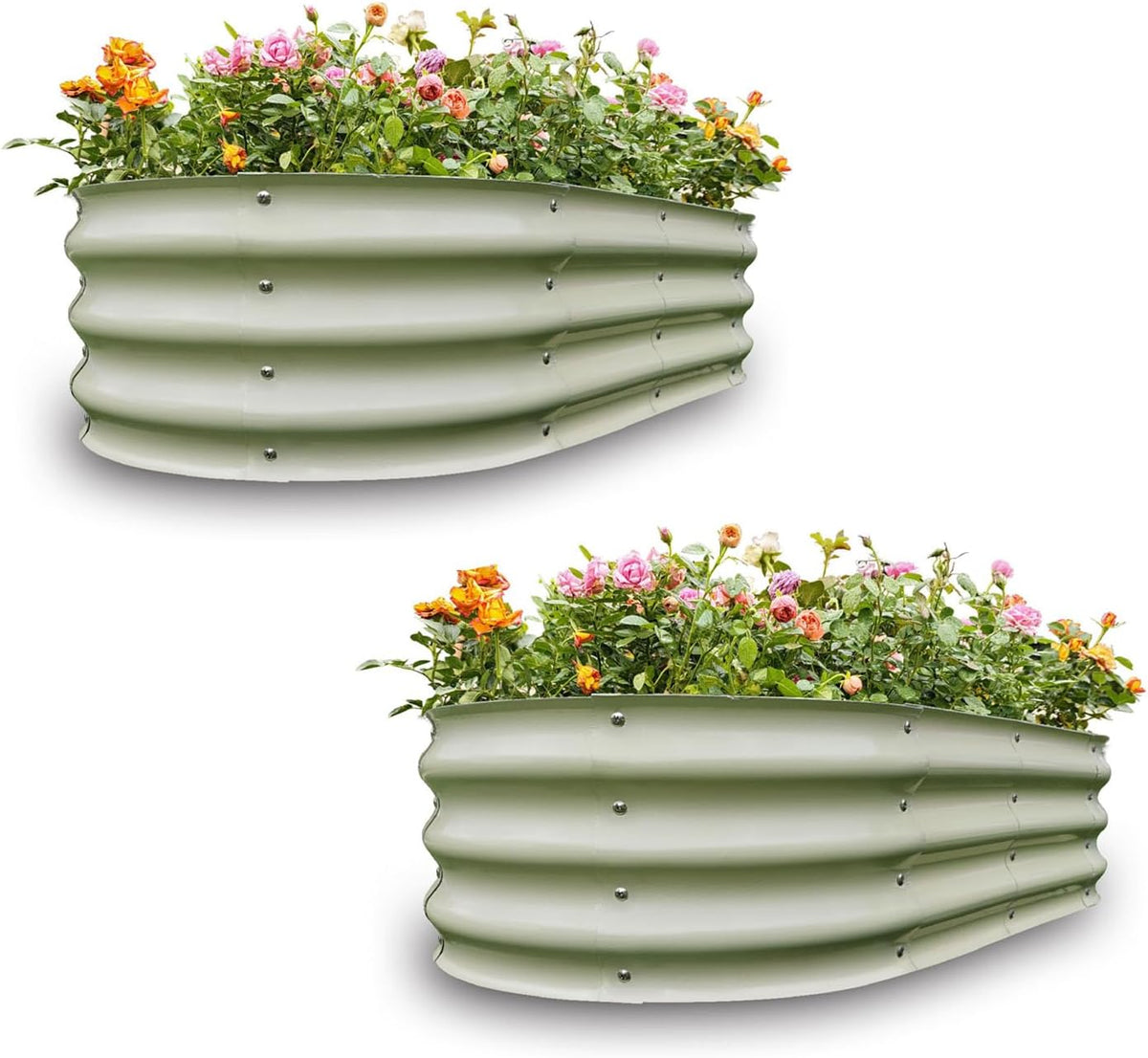Gardmax 2 Pack Galvanized Raised Garden Bed, Lightweight Planter Boxes Outdoor with Easy Assembly