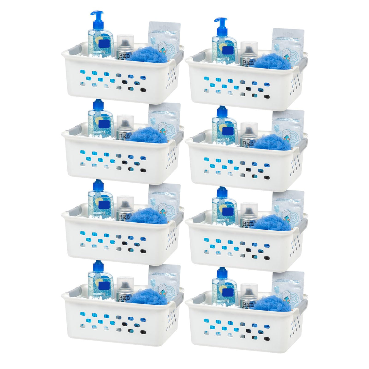 IRIS USA 8-Pack, Small Plastic Storage Basket, White