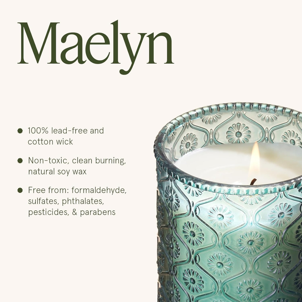 LA JOLIE MUSE Geranium Vert Mint Candle - Mint, Geranium, Lavender | 6 oz Natural Soy Wax | 40