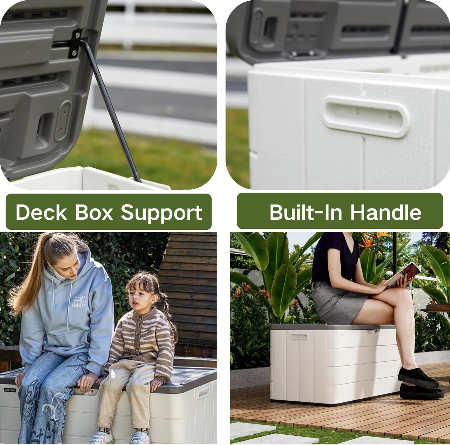 ZZM 110 Gallon Lockable Resin Deck Box, Waterproof Outdoor Storage Box for Patio Cushion Storage