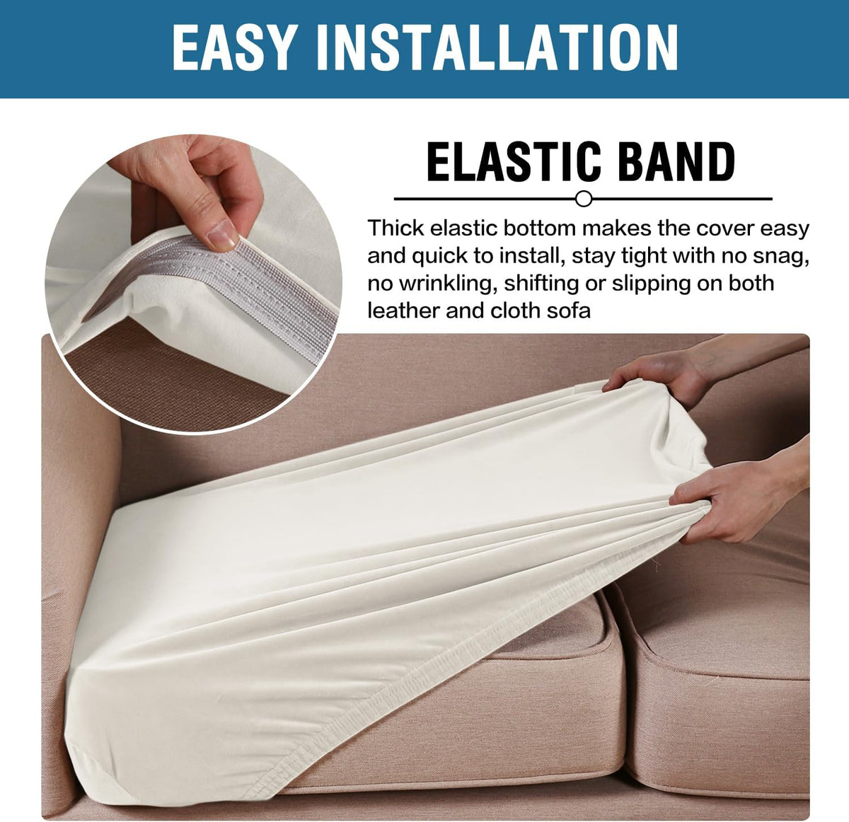 H.VERSAILTEX Velvet Stretch Couch Cushion Cover Plush Cushion Slipcover for Chair Loveseat Sofa
