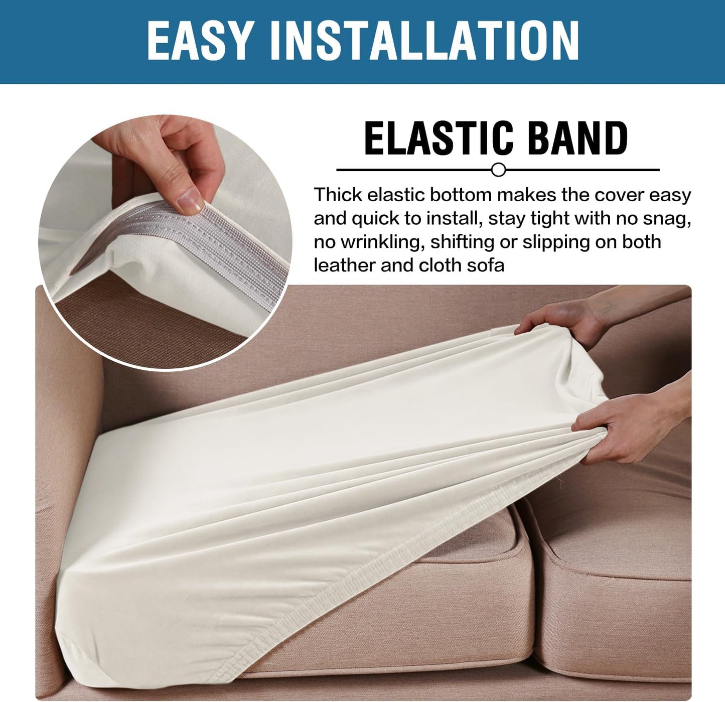 H.VERSAILTEX Velvet Stretch Couch Cushion Cover Plush Cushion Slipcover for Chair Cushion Furniture
