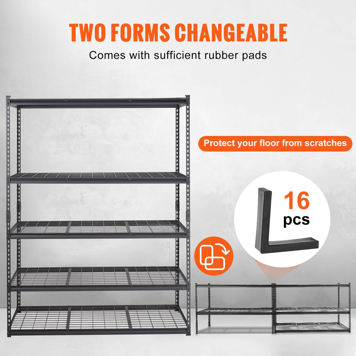 VEVOR Storage Shelving Unit 5-Tier Adjustable 2000 lbs Capacity 60"x24"x78"