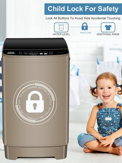 Full-Automatic Washing Machine 17.7 lbs Small Compact Portable 10 Wash Program & 8 Water Level