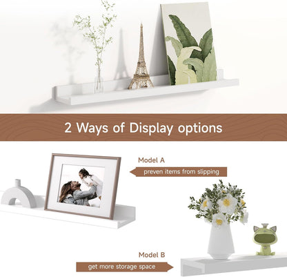 Picture Ledge Shelf for Wall, Floating Shelves Set of 4, 24 Inch Long Nursery Book Shelves for Toys