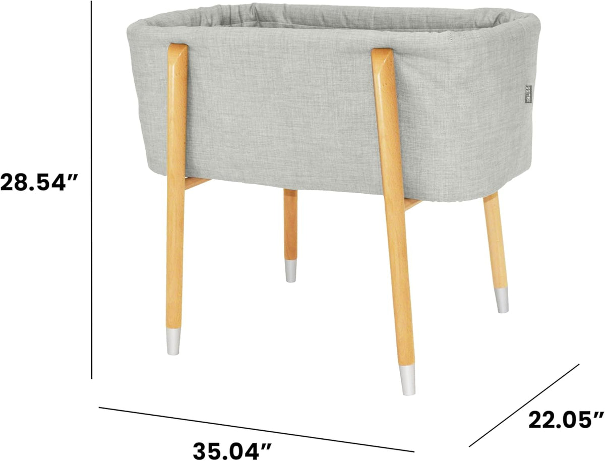 Sova Portable Baby Bassinet, Mid-Century Design with Extra Deep Walls for Newborns and Babies